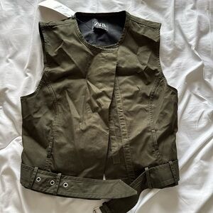 ZARA olive green buckle top